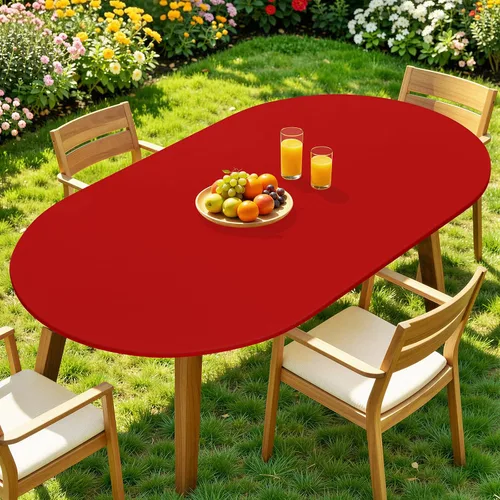 Miniatura 12 de Moosfor Mantel redondo de elastano, elástico ajustable impermeable para mesas de 18 a 24 pulgadas, mantel de picnic elástico lavable para Azul
