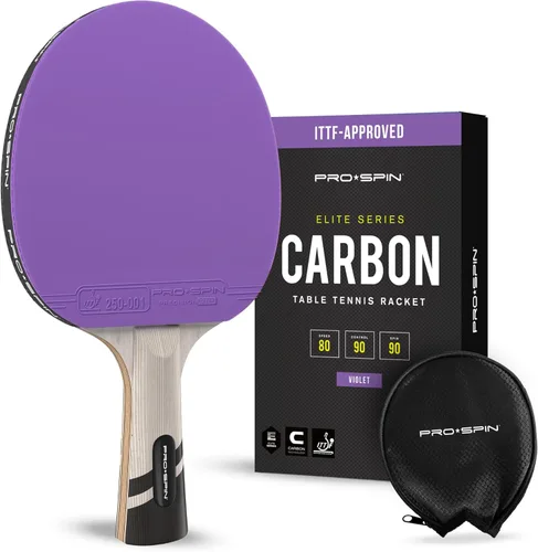 PRO-SPIN Palas de ping pong - Raquetes de tenis de mesa de nivel profesional con fibra de carbono para un control superior | Lámina de 7 capas, goma