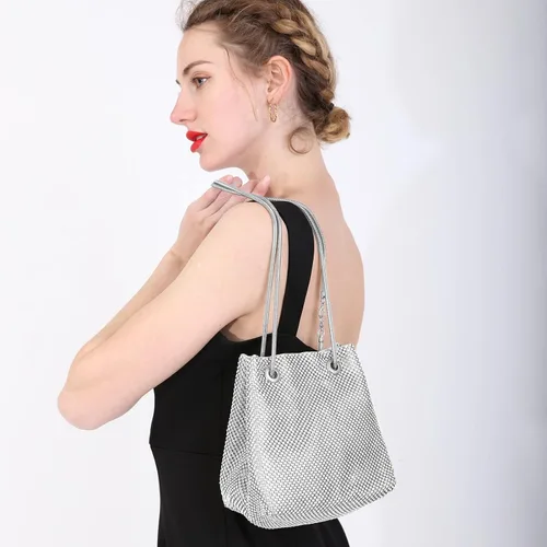 Miniatura 2 de Bolsa de noche para mujer, tamaño mejorado, con diamantes de imitación, bolsa brillante para fiesta, boda, cita nocturna