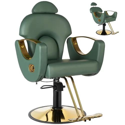 Miniatura 10 de Silla de peluquería de salón, silla de peluquería con bomba hidráulica de altura ajustable, sillas reclinables profesionales, silla de belleza