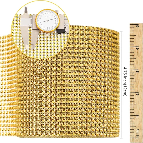 Miniatura 2 de Cinta de malla de diamantes brillantes de 20 yardas, cinta de malla con diamantes de imitación, 24 filas para decoración de eventos, pasteles