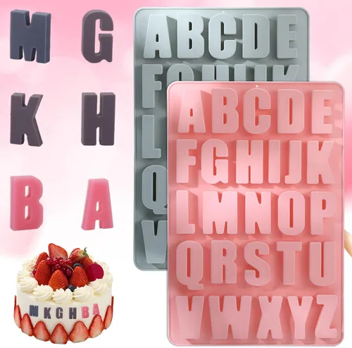 Miniatura 6 de 2 moldes de letras para chocolate, moldes de silicona del alfabeto para manualidades, molde de crayón reutilizable para cera, molde de letras