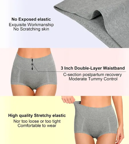 Miniatura 6 de Ropa interior suave de algodón de tiro alto para mujer ropa interior transpirable paquete múltiple