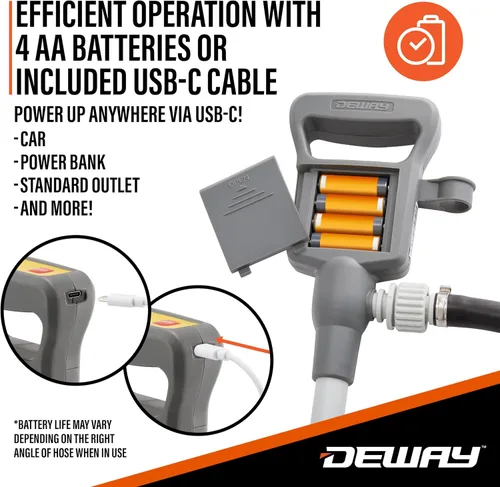 Miniatura 6 de Bomba de transferencia de combustible automática DEWAY con parada automática y pitido, potente alimentación por batería AA con opción