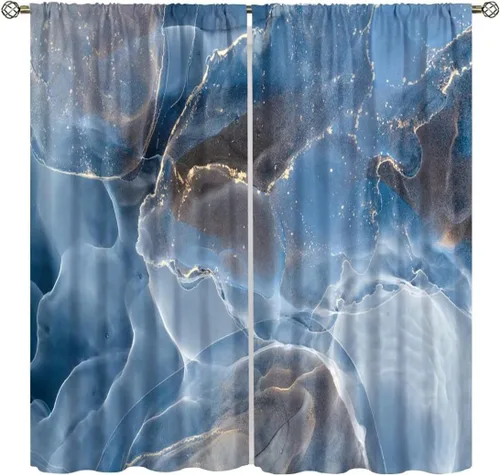 Miniatura 11 de Cortinas de mármol para dormitorio, arte abstracto moderno de lujo, textura de mármol blanco y negro, tratamiento de ventana para sala de estar