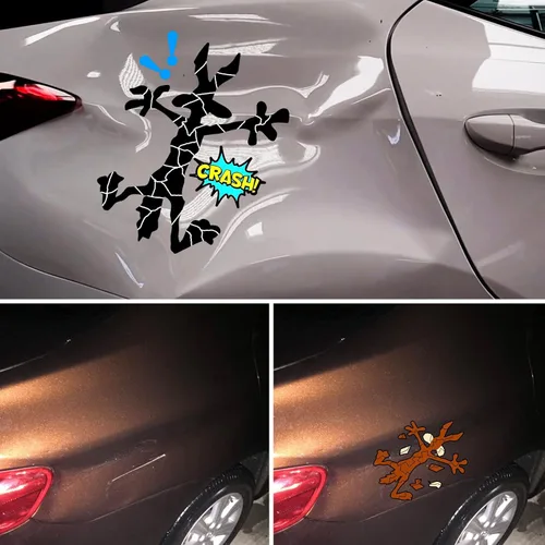 Miniatura 2 de 2 piezas de 10" x 6.1" calcomanías reflectantes para auto con dibujos de coyotes divertidos, calcomanías para parachoques para Jeep, camiones