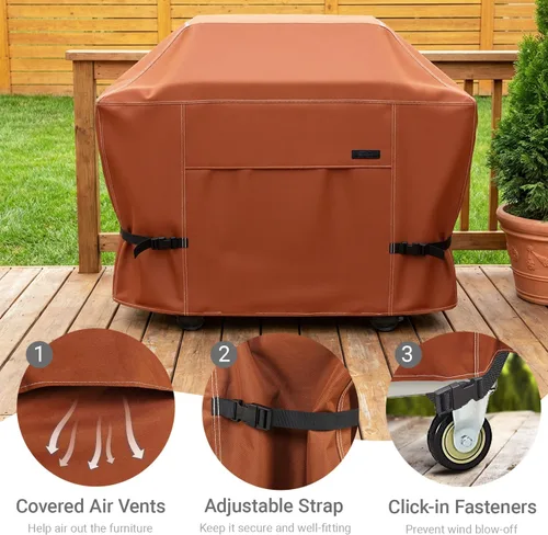 Miniatura 6 de NettyPro Cubierta de parrilla para parrilla al aire libre de 60 pulgadas, impermeable, resistente, cubierta de barbacoa de gas para exterior Weber