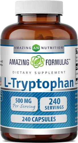 Miniatura 6 de Amazing Formulas - Suplemento de aminoácidos L-triptófano 500 mg por porción Cápsulas Sin OMG Sin gluten Fabricado en Estados Unidos