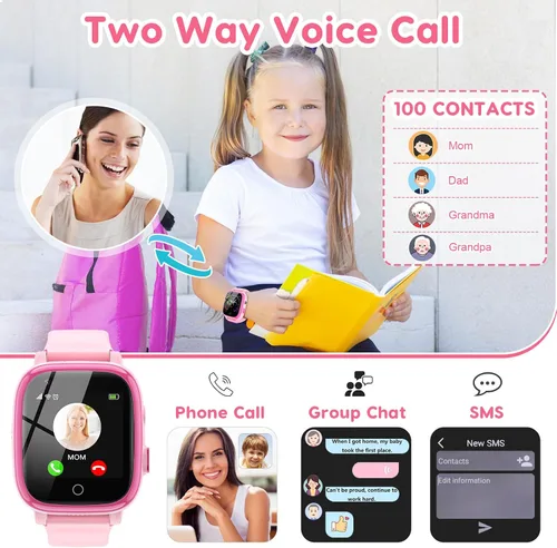 Miniatura 2 de cjc Reloj inteligente 4G para niños, incluye llamada de 2 vías, alertas SOS, controles parentales, juegos, cámara, alarma, música para niños, reloj