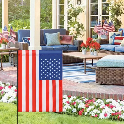 Miniatura 3 de Paquete de 2 banderas de jardín de Freefy de 12 x 18 pulgadas, bandera patriótica de poliéster impresa de doble cara, decoración de jardín, bandera