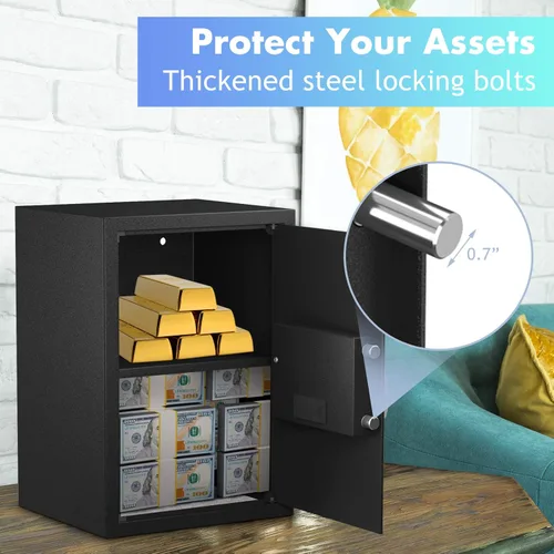 Miniatura 8 de Caja de seguridad grande, de cierre y abertura con teclado electrónico digital, ideal para guardar joyas, arma o dinero, de Safstar