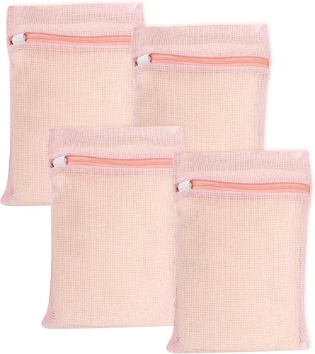 Miniatura 13 de Bolsas de lavandería de malla de algodón orgánico grandes y duraderas de 4 piezas con cremalleras resistentes y malla transpirable son delicadas Azul