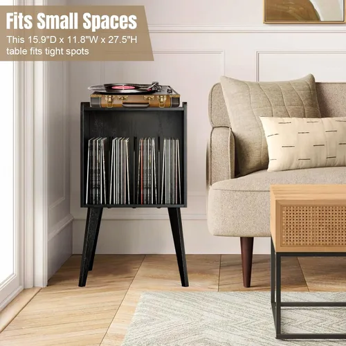 Miniatura 5 de Gannyfer Soporte para tocadiscos: soporte de almacenamiento de discos de vinilo de mediados de siglo con capacidad para hasta 160 álbumes, estante