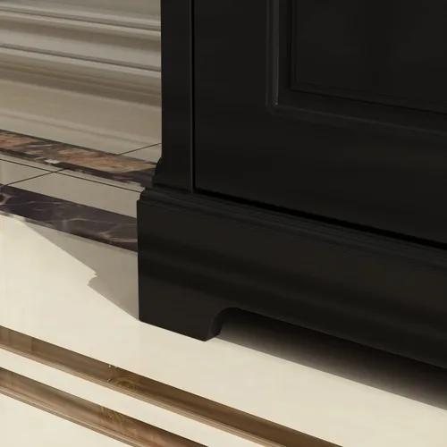 Miniatura 5 de AIEGLE Aparador de cocina negro con 4 puertas y 5 cajones, armario de almacenamiento grande de 59.1 pulgadas de ancho, consola de mesa, armario