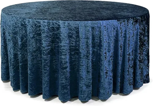 Miniatura 32 de YOUR CHAIR COVERS - Mantel redondo de terciopelo triturado de 120 pulgadas para mesas redondas de 5 pies - Azul polvoriento Azul empolvado