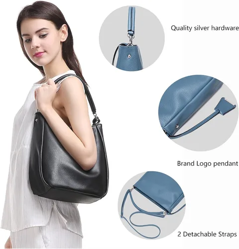 Miniatura 5 de DAVIDJONES - Bolso tipo Hobo de piel sintética suave para mujer, bolso cruzado mediano, bolso de hombro con asa superior, Bolso Hobo clásico simple