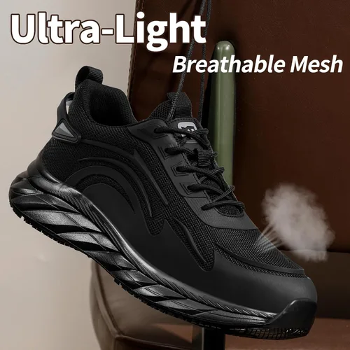 Miniatura 5 de Zapatos de trabajo antideslizantes para hombre, antideslizantes, para cocina, restaurante y servicio de alimentos, ligeros, transpirables, zapatos