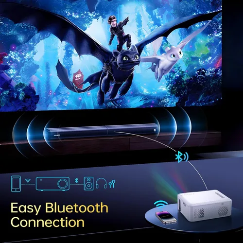 Miniatura 4 de Proyector con WiFi y Bluetooth, [Native 1080P Upgrade 240 ANSI] KSAN Proyector portátil, mini proyector de películas para uso al aire libre, Blanco