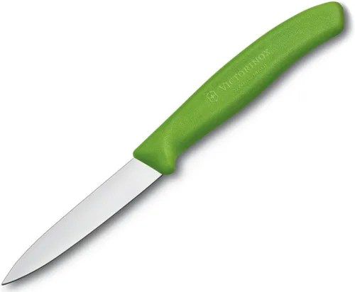 Miniatura 10 de Victorinox Cuchillo de pelar clásico suizo de 3.25 pulgadas con borde recto, punta de lanza, naranja, pelar de 3.25 pulgadas