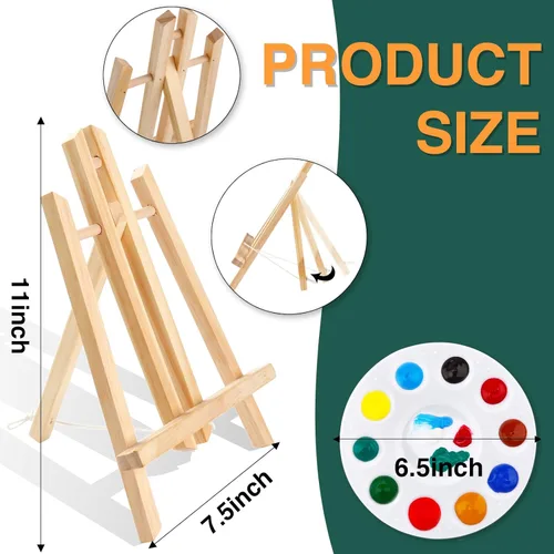Miniatura 6 de ESRICH Juego de lienzo de pintura acrílica, kit de 52 piezas de suministros de pintura profesional con 2 caballetes de madera, 2 x 12 colores, 2 x