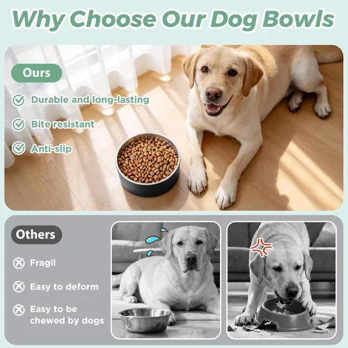 Miniatura 2 de LIHONG Cuencos de acero inoxidable para perros de tamaño pequeño y mediano, antideslizantes, Cuenco para perros aislado, Cuenco para mascotas