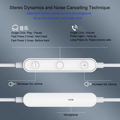 Miniatura 3 de Auriculares intrauditivos con cable magnético con micrófono para Samsung Galaxy A03s A12 A13 A53 A52 A32 A21 A51 S10 S9 Plus Note 9 BLU LG Phone