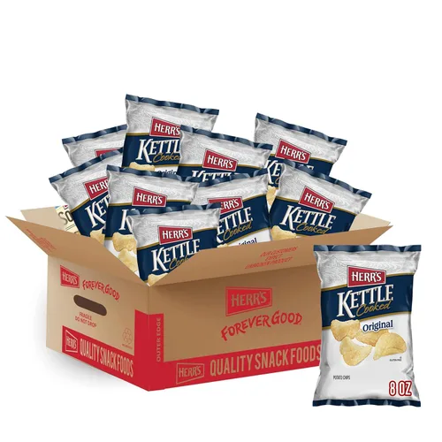 Miniatura 9 de Herr's Chips originales de hervidor, 1.125 onzas (paquete de 30 bolsas) – crujientes y doradas con sabor clásico – perfectas para almuerzos y viajes
