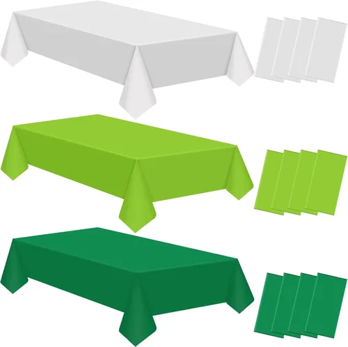 Miniatura 9 de Juexica 12 Pcs Disposable Plastic Tablecloth 54" x 108" Waterproof Table Cover Plastic Decorative Table Cloth for Birthday Graduation Ocean Theme