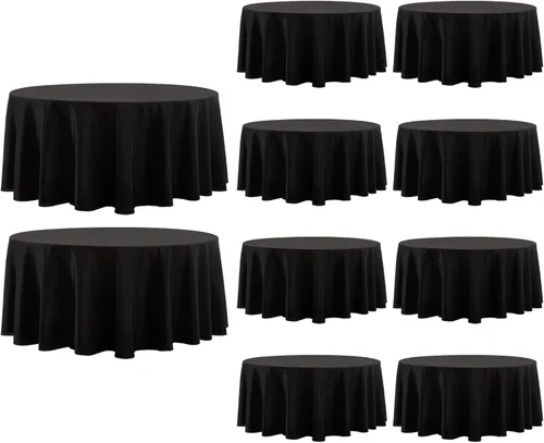 Miniatura 13 de Paquete de 2 manteles redondos de 90 pulgadas, manteles lavables de poliéster de lino decorativo para la mesa del comedor, banquetes, fiestas