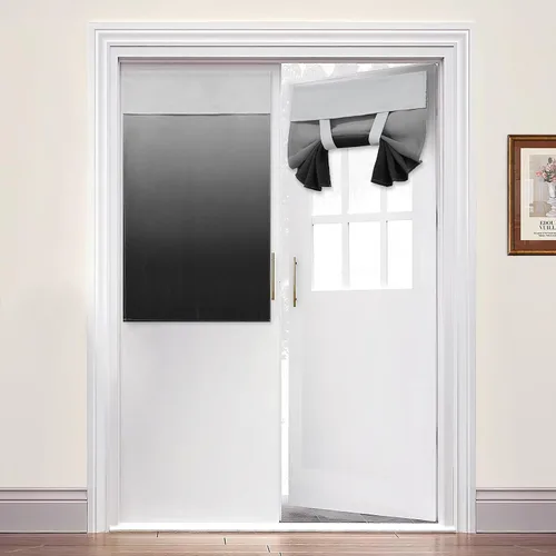 Yakamok Cortinas de Puerta Negras Ombre para Oscurecer la Habitación para Ventana Pequeña de Cocina con Imanes Aislamiento Térmico Persianas