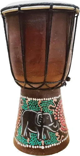 Miniatura 24 de Djembe decorativo de novedad de 6" de alto x 4" de ancho en la parte superior (Abstracto, 15.2 cm)