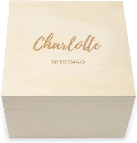 Miniatura 11 de WEDDINGSTAR Caja de regalo de recuerdo de madera grabada personalizada con tapa extraíble - fuente de bloque
