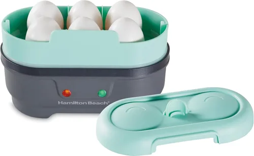 Hamilton Beach Fabricante de Huevos al Estilo Sous Vide Eléctrico, Olla de Huevos Duros y Escalfador con Bandeja Antiadherente Extraíble, Prepara 2