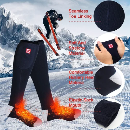 Miniatura 3 de Autocastle Calcetines calefactables para hombre, recargables, con pilas, calentadores de calor, calentados por batería, calentadores de pies