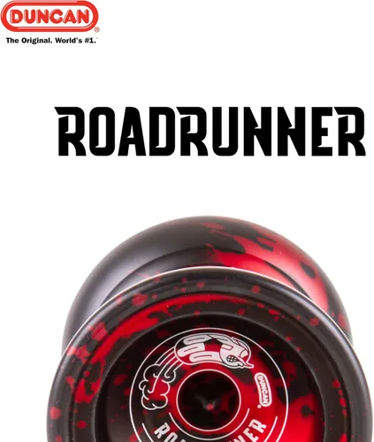 Miniatura 2 de Duncan Toys Roadrunner - Yoyó de nivel experto que no responde, rodamiento cóncavo y cuerpo de aluminio, negro con salpicaduras rojas