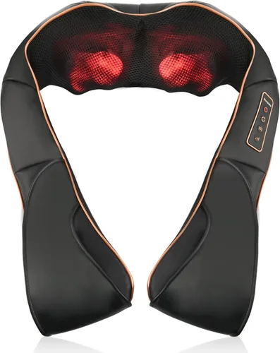 TRIDUCNA Masajeador de cuello y espalda con calor, tejido profundo eléctrico Shiatsu con masaje de amasamiento 3D, 3 niveles de intensidad, alivio