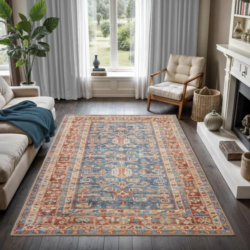 Miniatura 38 de GLN Rugs Bohemian Collection - Alfombra de felpilla lavable a máquina, bohemio vintage, antideslizante, alfombra de felpilla de pelo bajo, alfombra