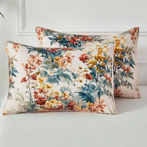 Miniatura 17 de URBONUR Juego de 2 fundas de almohada 100% algodón tamaño Queen con estampado de hojas de jardín y pájaros, fundas de almohada suaves y Hojas verdes