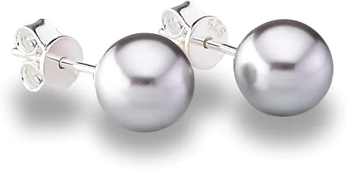 Miniatura 2 de Aretes de plata de ley S925 con perlas de imitación de cristal europeo genuino fino de 0.31 pulgadas para mujeres, esposa, hija, aniversario