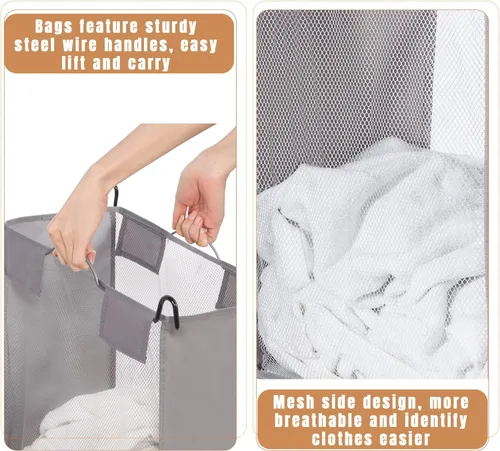 Miniatura 4 de STORAGE MANIAC - Clasificador de lavandería de 3 secciones con tabla de planchar plegable, carrito de lavandería resistente con ruedas y bolsas