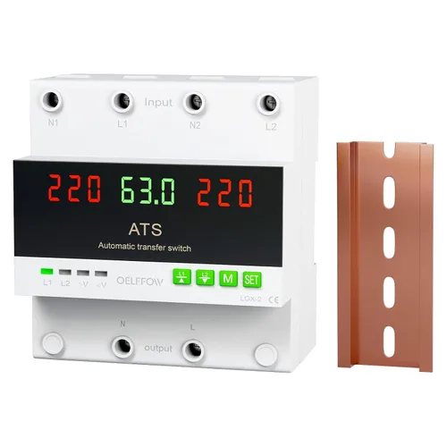 Miniatura 7 de Interruptor de Transferencia Automática ATS 4P 63A 110V - Selector de Fase de Prioridad L1, 50/60Hz, Montaje en Riel DIN, Certificado CE para Uso