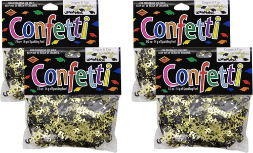 Congrats Caps - Confeti negro y dorado (paquete de 4)