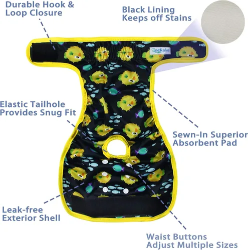 Miniatura 50 de Leekalos Pañales reutilizables lavables para perras, pañales para perras, altamente absorbentes, pañales ajustables para cachorros, pañales