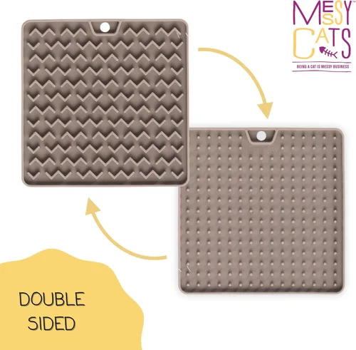 Miniatura 2 de Messy Mutts & Cats - Alfombrilla interactiva reversible de silicona para alimentación y lamer 5.5 x 5.5 pulgadas Alimentador lento