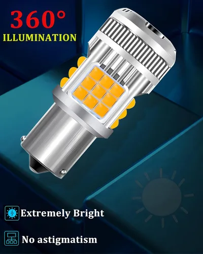 Miniatura 6 de Bombillas LED 7507, BAU15S, PY21W, amarillo ámbar súper brillantes, 4000 lúmenes, para luces direccionales, con resistencia incorporada, sin error