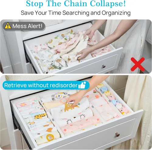 Miniatura 2 de Vtopmart Paquete de 6 separadores de cajones para ropa, 4 pulgadas de alto 11.3 a 17 pulgadas, organizador de cajones de tocador ajustable