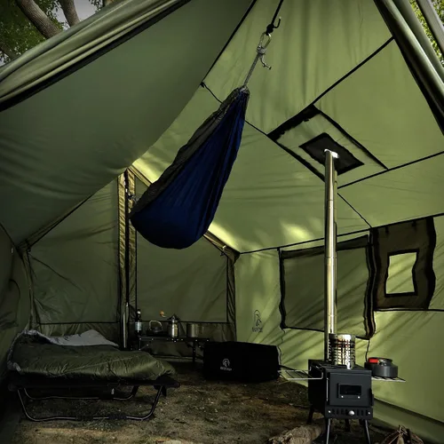 Miniatura 4 de REDCAMP Tienda de Campaña Caliente Grande tipo Hamaca con Salida para Estufa, Tienda de Campaña de Pared de Invierno Impermeable y Resistente al