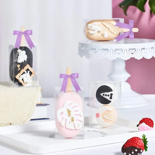 Miniatura 8 de Meseey 50 lazos de satén de 3 pulgadas, color morado uva, preatados, para bolsas de golosinas, cesta de envoltura de regalo, boda, baby shower