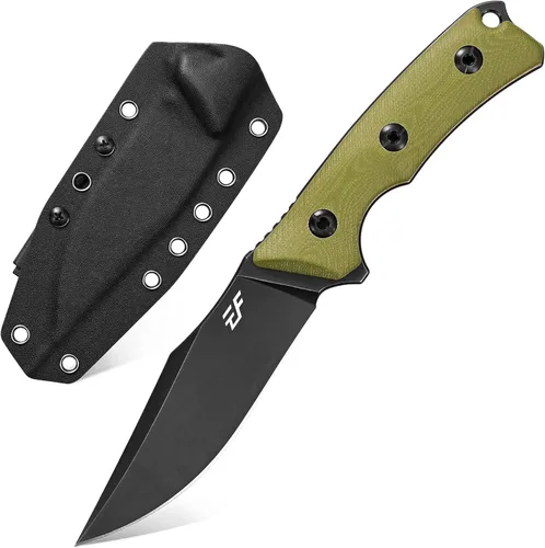 Miniatura 9 de Eafengrow EF124 Cuchillo de hoja fija 14c28n con hoja de acero recubierto de titanio negro, cuchillo fijo con mango G10 para acampar al aire libre