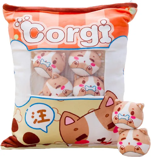 Miniatura 10 de REFAHB Bonita almohada de felpa almohada decorativa juguetes de animales de peluche extraíbles regalos creativos para niñas (Gatito-Azul)